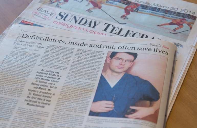 Dr. Laidlaw from Cardiology Featured in the Telegram & Gazette
