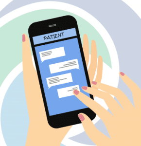 Illustration of hands texting on a cell phone