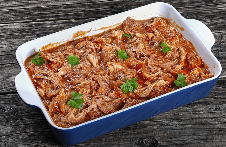 Pulled chicken in a pan